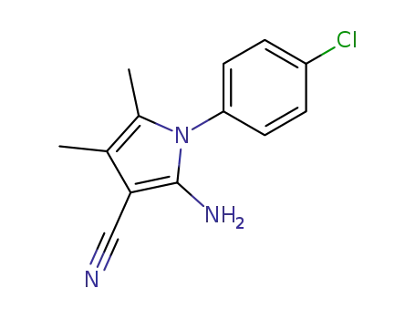 Molecular Structure of 72578-34-8 (2-AMINO-1-(4-CHLOROPHENYL)-4,5-DIMETHYL-1H-PYRROLE-3-CARBONITRILE)