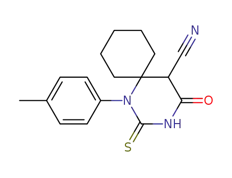 1,3-Diazaspiro[5.5]undecane-5-carbonitrile,
1-(4-methylphenyl)-4-oxo-2-thioxo-
