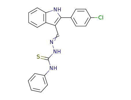 Molecular Structure of 67438-50-0 (Hydrazinecarbothioamide,
2-[[2-(4-chlorophenyl)-1H-indol-3-yl]methylene]-N-phenyl-)
