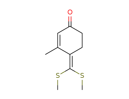 Molecular Structure of 84308-01-0 (2-Cyclohexen-1-one, 4-[bis(methylthio)methylene]-3-methyl-)