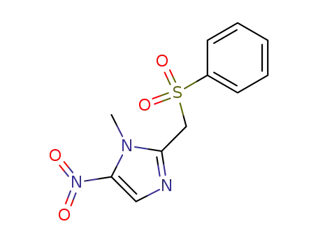 Molecular Structure of 116248-39-6 (1-Methyl-5-nitro-2-((phenylsulfonyl)methyl)-1H-imidazole)