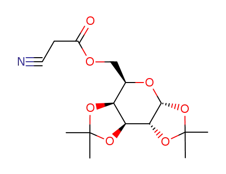 Molecular Structure of 132640-93-8 (Cyano-acetic acid (3aR,5R,5aS,8aS,8bR)-2,2,7,7-tetramethyl-tetrahydro-bis[1,3]dioxolo[4,5-b;4',5'-d]pyran-5-ylmethyl ester)