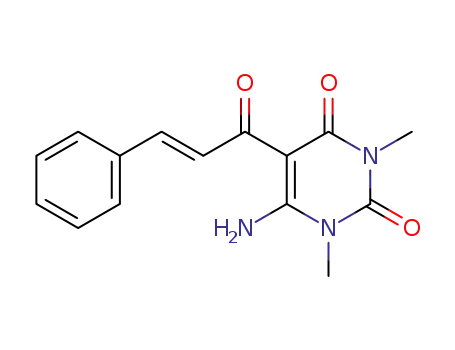 Molecular Structure of 74838-72-5 (6-amino-1,3-dimethyl-5-(3-phenylacryloyl)pyrimidine-2,4(1H,3H)-dione)
