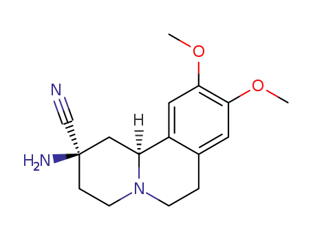 Molecular Structure of 133308-74-4 (2-Amino-9,10-dimethoxy-1,3,4,6,7,11b-hexahydrobenzo<a>quinolizine-2-carbonitrile)