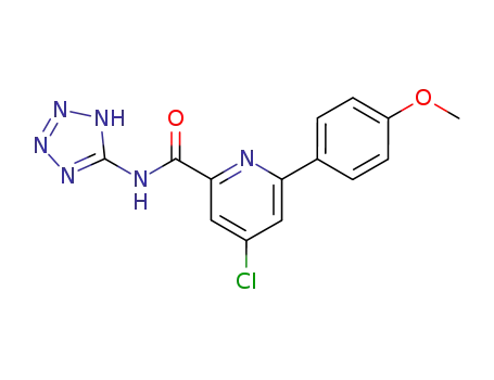 Molecular Structure of 78296-78-3 (4-Chloro-6-(4-methoxy-phenyl)-pyridine-2-carboxylic acid (1H-tetrazol-5-yl)-amide)