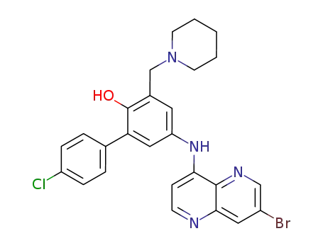 5-(7''-bromo-1'',5''-naphthyridin-4''-ylamino)-4'-chloro-3-(piperidin-1'''-ylmethyl)biphenyl-2-ol