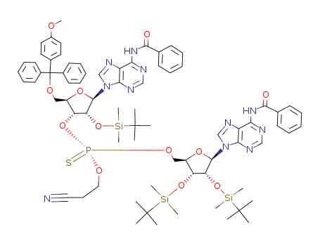 (PS)-N<sup>6</sup>-Benzoyl-2'-O-<(tert-butyl)dimethylsilyl>-5'-O-(monomethoxytrityl)-P-thioadenylyl-(3-<(O<sup>P</sup>-(2-cyanoethyl)>->5')-N<sup>6</sup>-benzoyl-2',3'-bis-O-<(tert-butyl)dimethylsilyl>adenosine