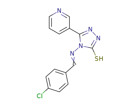 Molecular Structure of 89814-07-3 (3H-1,2,4-Triazole-3-thione,
4-[[(4-chlorophenyl)methylene]amino]-2,4-dihydro-5-(3-pyridinyl)-)