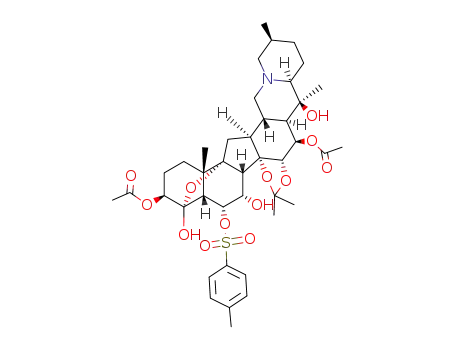 3β,16β-diacetoxy-4,9-epoxy-14,15α-isopropylidenedioxy-6α-(toluene-4-sulfonyloxy)-(5β)-cevane-4β,7α,20-triol