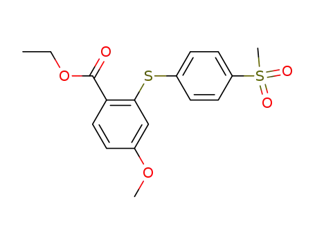 Molecular Structure of 98190-60-4 (Benzoic acid, 4-methoxy-2-[[4-(methylsulfonyl)phenyl]thio]-, ethyl ester)