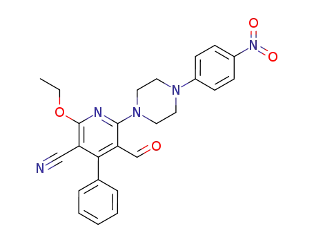 Molecular Structure of 151021-19-1 (3-cyano-2-ethoxy-6-<N-4-(4-nitrophenyl)piperazinyl>-5-formyl-4-phenylpyridine)