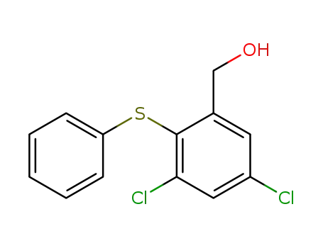 Molecular Structure of 79332-32-4 (Benzenemethanol, 3,5-dichloro-2-(phenylthio)-)