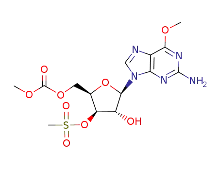 2-Amino-9-(3-O-mesyl-5-O-(methoxycarbonyl)-β-D-xylofuranosyl)-6-methoxy-9H-purine