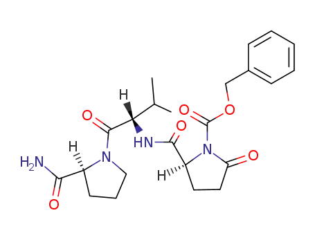 Molecular Structure of 78058-06-7 (L-Prolinamide, 5-oxo-1-[(phenylmethoxy)carbonyl]-L-prolyl-L-valyl-)