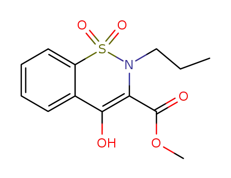 Molecular Structure of 35511-19-4 (2H-1,2-Benzothiazine-3-carboxylic acid, 4-hydroxy-2-propyl-, methyl
ester, 1,1-dioxide)