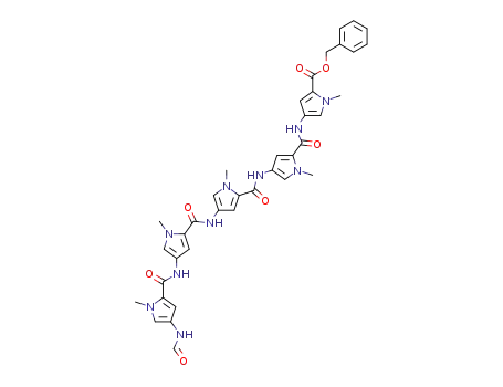Molecular Structure of 85407-17-6 (4-[(4-{[4-({4-[(4-Formylamino-1-methyl-1H-pyrrole-2-carbonyl)-amino]-1-methyl-1H-pyrrole-2-carbonyl}-amino)-1-methyl-1H-pyrrole-2-carbonyl]-amino}-1-methyl-1H-pyrrole-2-carbonyl)-amino]-1-methyl-1H-pyrrole-2-carboxylic acid benzyl ester)