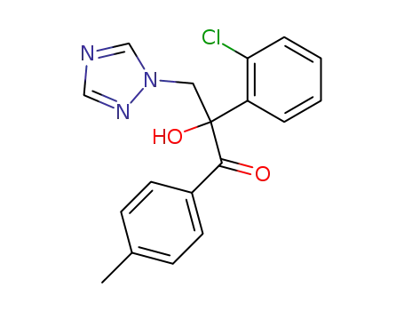 Molecular Structure of 107658-76-4 (2-(2-chlorophenyl)-2-hydroxy-1-(4-methylphenyl)-3-(1H-1,2,4-triazol-1-yl)propan-1-one)