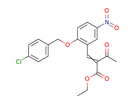 Molecular Structure of 103293-38-5 (Butanoic acid,
2-[[2-[(4-chlorophenyl)methoxy]-5-nitrophenyl]methylene]-3-oxo-, ethyl
ester)