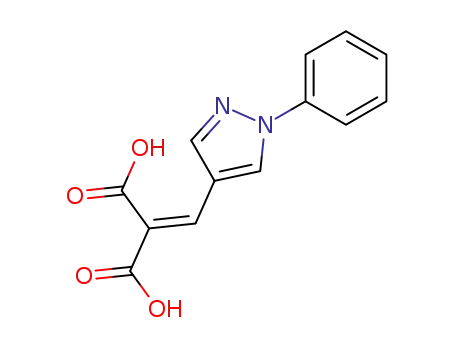 Molecular Structure of 100382-21-6 (2-((1-phenyl-1H-pyrazol-4-yl)methylene)malonic acid)