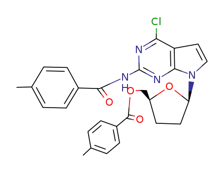 4-chloro-7-<2,3-dideoxy-5-O-(p-toluoyl)-β-D-glycero-pentofuranosyl>-2-(p-toluoylamino)-7H-pyrrolo<2,3-d>pyrimidine