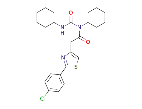 Molecular Structure of 40361-65-7 (2-[2-(4-chloro-phenyl)-thiazol-4-yl]-<i>N</i>-cyclohexyl-<i>N</i>-cyclohexylcarbamoyl-acetamide)
