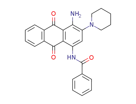Molecular Structure of 79207-94-6 (Benzamide,
N-[4-amino-9,10-dihydro-9,10-dioxo-3-(1-piperidinyl)-1-anthracenyl]-)