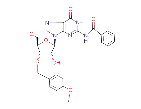 Molecular Structure of 109049-51-6 (3'-O-(4-methoxybenzyl)-N<sup>2</sup>-benzoylguanosine)