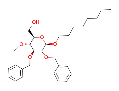 Molecular Structure of 118249-82-4 (octyl 2,3-di-O-benzyl-4-O-methyl-β-D-glucopyranoside)