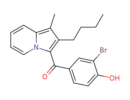 Molecular Structure of 88274-12-8 (Methanone, (3-bromo-4-hydroxyphenyl)(2-butyl-1-methyl-3-indolizinyl)-)