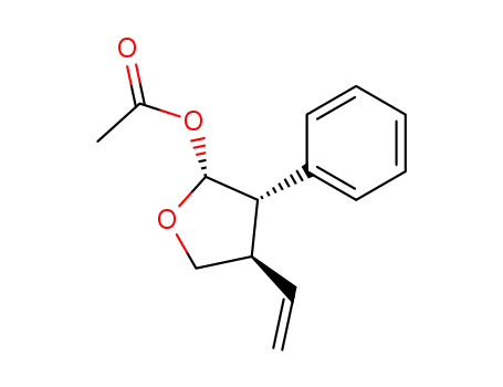 Molecular Structure of 104747-00-4 (Acetic acid (2R,3S,4R)-3-phenyl-4-vinyl-tetrahydro-furan-2-yl ester)