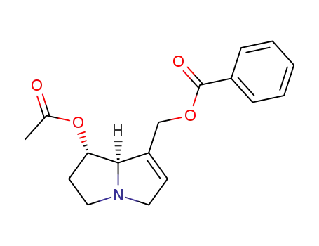 Molecular Structure of 99612-71-2 (Benzoic acid (7S,7aR)-7-acetoxy-5,6,7,7a-tetrahydro-3H-pyrrolizin-1-ylmethyl ester)