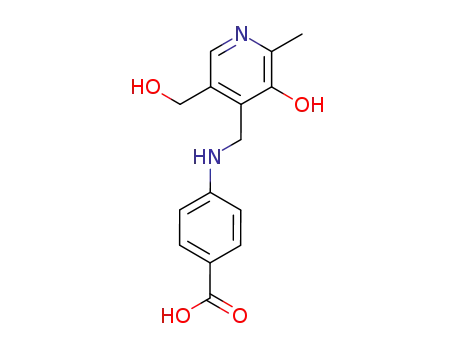 Molecular Structure of 136027-70-8 (4-<<<3-hydroxy-5-(hydroxymethyl)-2-methyl-4-pyridyl>methyl>amino>benzoic acid)