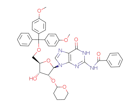 Molecular Structure of 71933-62-5 (5'-O-(dimethoxytrityl)-2'-O-(tetrahydropyranyl)-N<sup>2</sup>-benzoylguanosine)