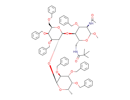 methyl 2-acetamido-3-O-benzyl-2,6-dideoxy-6-pivalamido-4-O-<3,4,6-tri-O-benzyl-2-O-(2,3,4-tri-O-benzyl-α-L-fucopyranosyl)-β-D-galactopyranosyl>-β-D-glucopyranoside