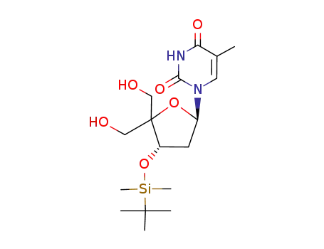 Molecular Structure of 139887-99-3 (Thymidine, 3'-O-[(1,1-dimethylethyl)dimethylsilyl]-4'-(hydroxymethyl)-)