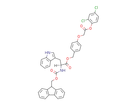 Molecular Structure of 126771-48-0 ((S)-2-(9H-Fluoren-9-ylmethoxycarbonylamino)-3-(1H-indol-3-yl)-propionic acid 4-(2,4-dichloro-phenoxycarbonylmethoxy)-benzyl ester)