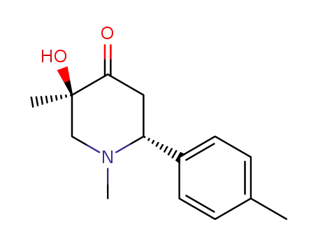 Molecular Structure of 36106-55-5 ((2R,5R)-5-Hydroxy-1,5-dimethyl-2-p-tolyl-piperidin-4-one)