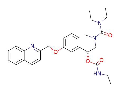 Molecular Structure of 110193-21-0 (Ethyl-carbamic acid (R)-2-(3,3-diethyl-1-methyl-ureido)-1-[3-(quinolin-2-ylmethoxy)-phenyl]-ethyl ester)