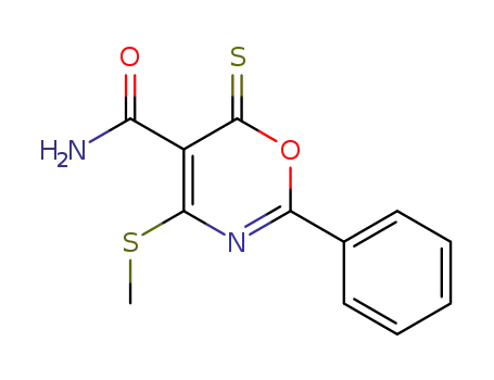 Molecular Structure of 80532-87-2 (6H-1,3-Oxazine-5-carboxamide, 4-(methylthio)-2-phenyl-6-thioxo-)