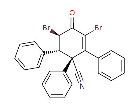 3,5(e)-Dibrom-4-oxo-1(e'),2,6(e)-triphenyl-2-cyclohexen-1-carbonitril