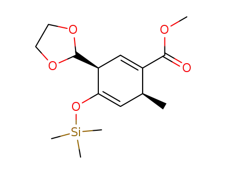 1,4-Cyclohexadiene-1-carboxylic acid,
3-(1,3-dioxolan-2-yl)-6-methyl-4-[(trimethylsilyl)oxy]-, methyl ester, cis-