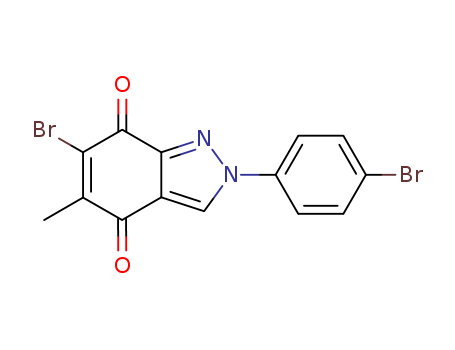 Molecular Structure of 112664-92-3 (2H-Indazole-4,7-dione, 6-bromo-2-(4-bromophenyl)-5-methyl-)