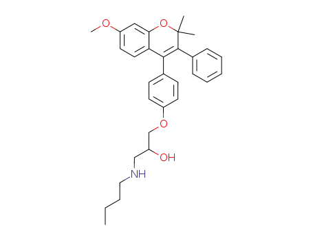 Molecular Structure of 109736-11-0 (1-(butylamino)-3-[4-(7-methoxy-2,2-dimethyl-3-phenyl-2H-chromen-4-yl)phenoxy]propan-2-ol)