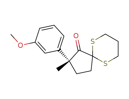 Molecular Structure of 128432-45-1 ((R)-2-(3-Methoxy-phenyl)-2-methyl-6,10-dithia-spiro[4.5]decan-1-one)