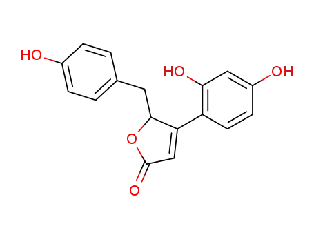 Molecular Structure of 152784-32-2 (3-(2,4-dihydroxyphenyl)-4-(4-hydroxyphenyl)but-2-en-4-olide)