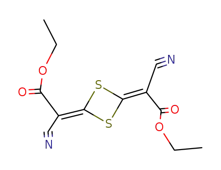 Molecular Structure of 22624-54-0 (DIETHYL 2,2'-(1,3-DITHIETANE-2,4-DIYLIDENE)BIS(CYANOACETATE))