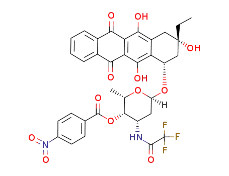 4-Nitro-benzoic acid (2S,3S,4S,6R)-6-((1S,3S)-3-ethyl-3,5,12-trihydroxy-6,11-dioxo-1,2,3,4,6,11-hexahydro-naphthacen-1-yloxy)-2-methyl-4-(2,2,2-trifluoro-acetylamino)-tetrahydro-pyran-3-yl ester