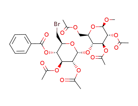 Benzoic acid (2S,3S,4S,5R,6S)-4,5-diacetoxy-2-bromomethyl-6-((2R,3R,4S,5R,6R)-4,5-diacetoxy-2-acetoxymethyl-6-methoxy-tetrahydro-pyran-3-yloxy)-tetrahydro-pyran-3-yl ester