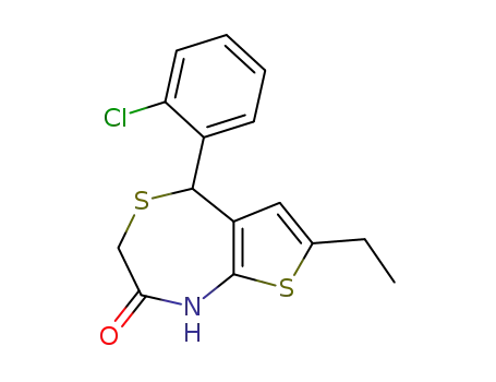 Molecular Structure of 130534-68-8 (Thieno[2,3-e][1,4]thiazepin-2(3H)-one,
5-(2-chlorophenyl)-7-ethyl-1,5-dihydro-)