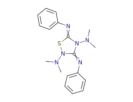 Molecular Structure of 57204-47-4 (2,4-bis-dimethylamino-<i>N</i>,<i>N</i>'-diphenyl-[1,2,4]thiadiazolidine-3,5-diylidenediamine)